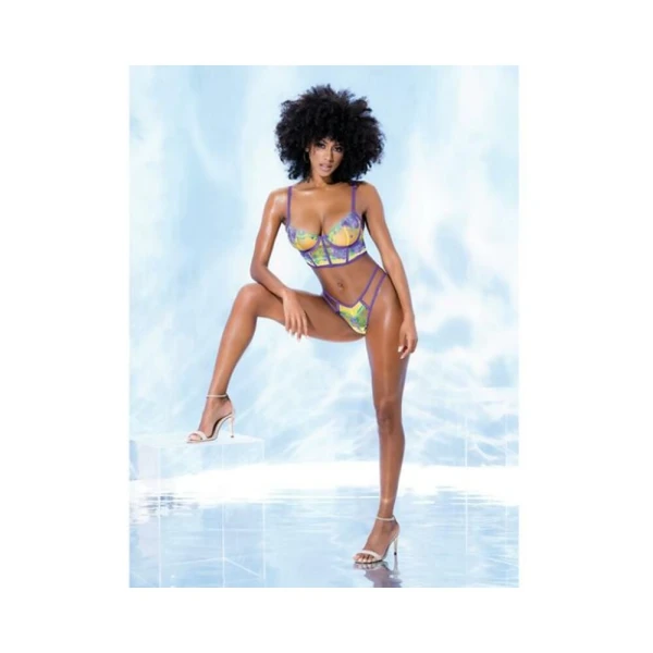 Women's Lingerie: Embroidered Bralette & Strappy Panty Tuscany Yellow S/m