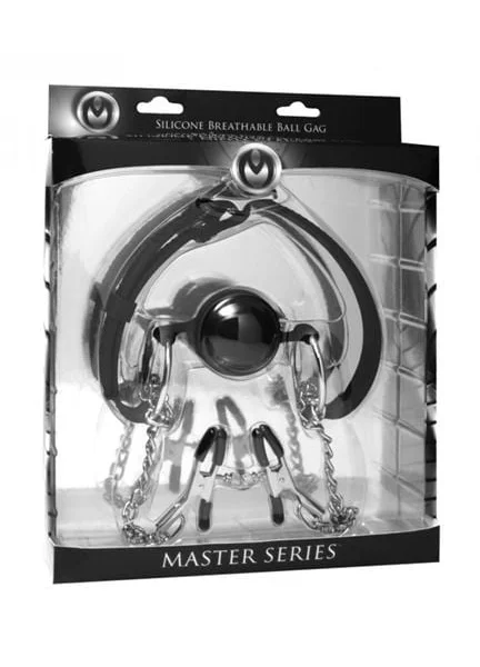 Hinder Silicone Breathable Ball Gag and Nipple Clamps