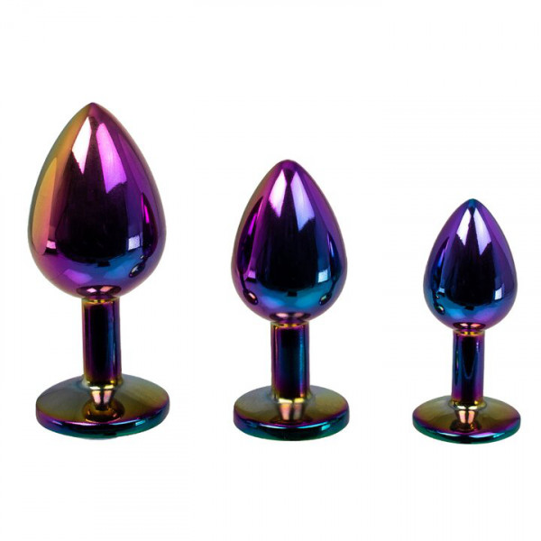 Bejewelled Rainbow Metal Jewelled Butt Plug – 3, 3.5 or 4 Inch