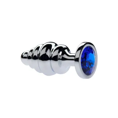 Kink Range Alloy Gemmed Butt Plug 3 2 Inch Blue Medium