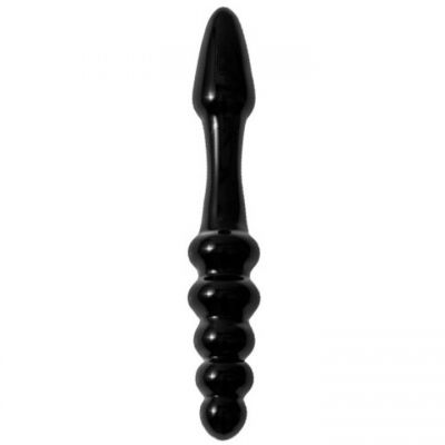 Glacier Glass Black Dual Ended Butt Plug 8 Inch