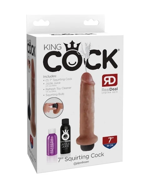 King Cock 7 Inch Squirting Dildo - Tan - 7 Inch