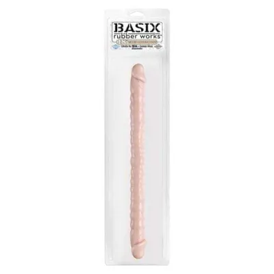 Basix Rubber Works 18 Inch Ribbed Double Dong Flesh