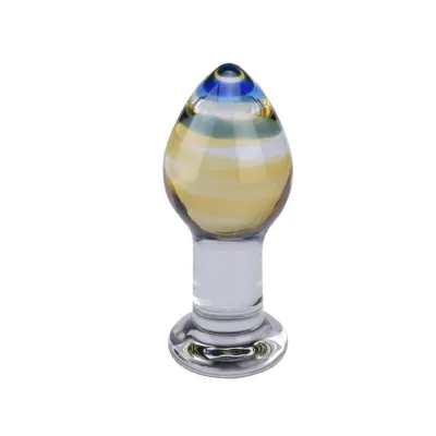 Swirl Pattern Glass Butt Plug 3 5 Inch