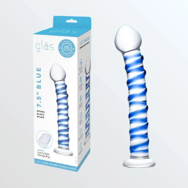 Glas Blue Spiral Glass Dildo