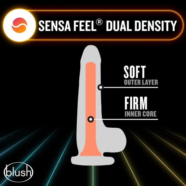 Neo Elite Glow In The Dark 7.5" Dual Density Realistic Silicone Dildo by Blush - Neon Orange