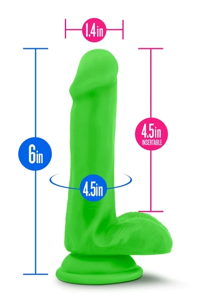 Blush Neo Neon Green 6 Inch Dual Density Cock With Balls — image 14 of 14