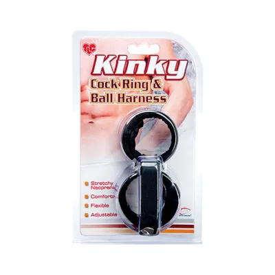 Tlc Kinky Cock Ring Ball Harness Neoprene Black