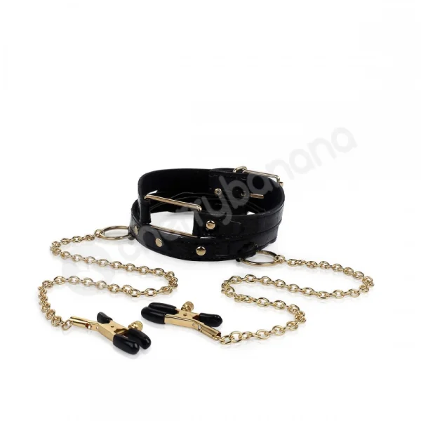 Fetish Fantasy Gold Collar & Nipple Clamps