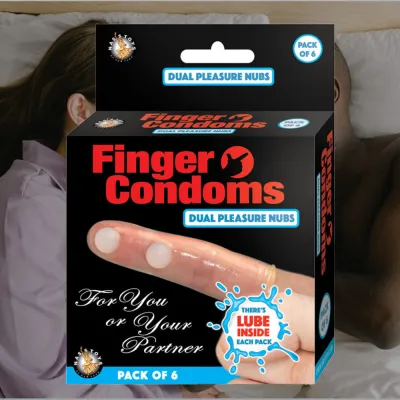 Lubricated Finger Condoms with Pleasure Nubs 6 Pack