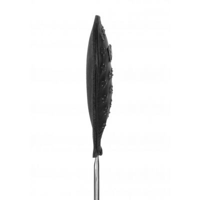 Metal Oval Spike Keel Crop 24 Inches Soft Leather Black