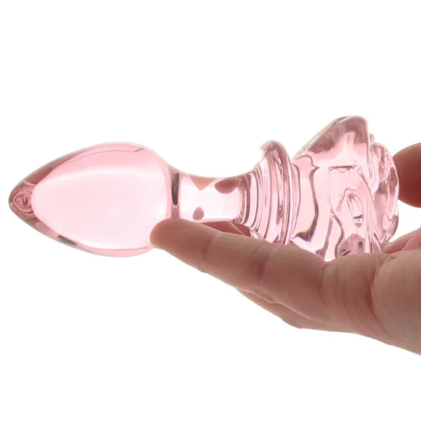 Booty Sparks Pink Rose Glass Anal Plug