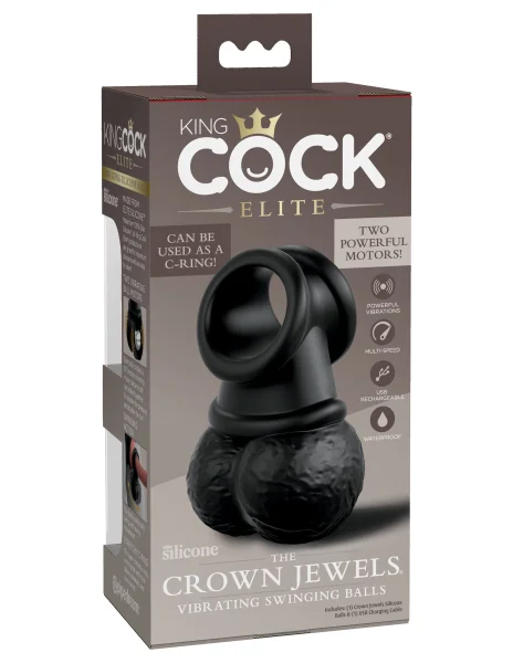 King Cock Elite - the Crown Jewels - Vibrating  Vibrating Silicone Swinging Balls