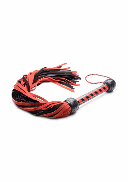 Black and Red Suede Flogger - Bondage Crop