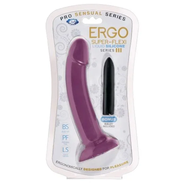 Ergo Super Flexi III Dong Soft and Flexible Liquid Silicone With Vibrator - Plum