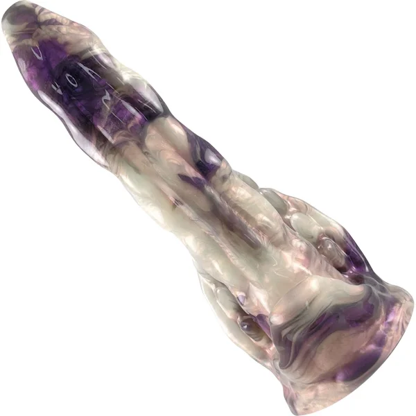 Deep Fantasies Venomaw Platinum Silicone Fantasy Dildo - Purple & White Marble