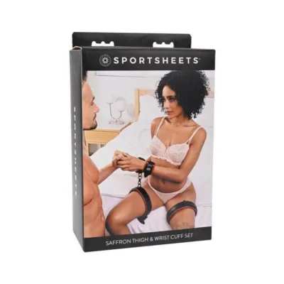 Restraints Sportsheets Saffron Adjustable Thigh Wrist Cuff Set