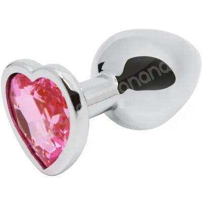 Hidden Treasures Silver Pink Heart Gem 2 9 Butt Plug