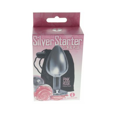 The 9 s The Silver Starter Rose Floral Stinless Steel Butt Plug Pink
