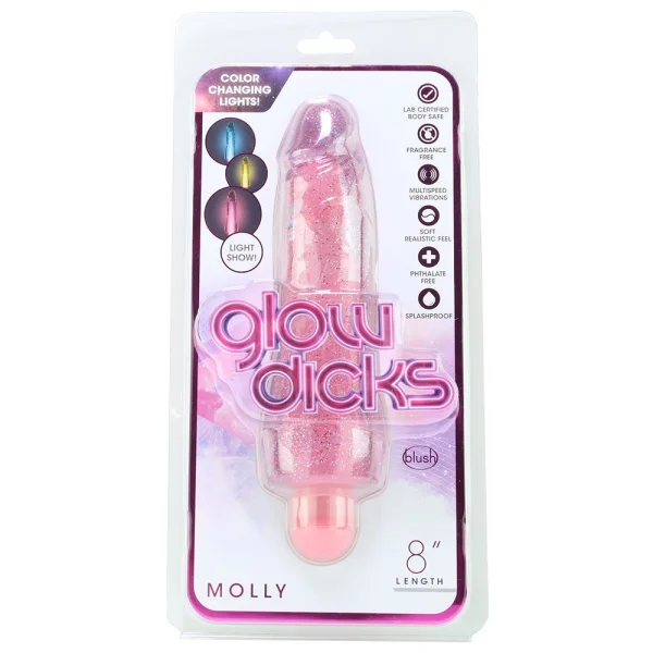 Glow Dicks - Molly Glitter Vibrator - Pink