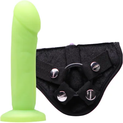Vamp Silicone Dildo And Harness Kit By Tantus Lime