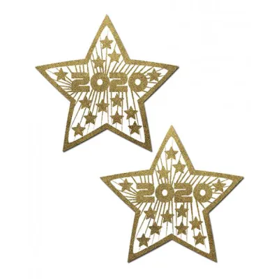 Happy New Years 2020 Gold Stars Pasties O S
