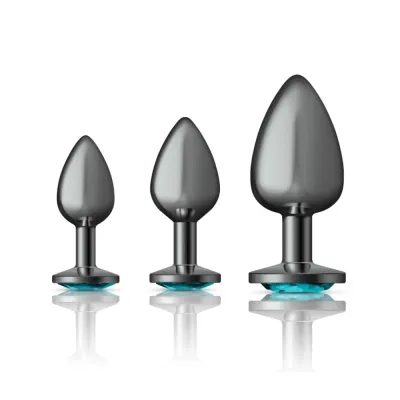 Cheeky Charms Metal Butt Plug Gunmetal Round Teal Kit Preorder Only