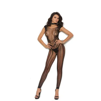 Crochet Footless With Open Crotch One Size Black