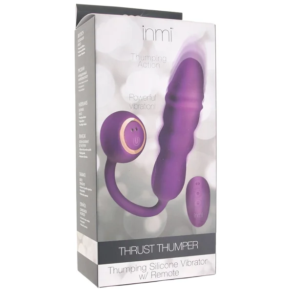 INMI Thrust Thumper Rechargeable Silicone Thrusting Vibrator With Remote - Purple