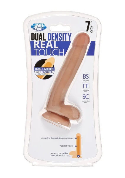 Cloud 9 Novelties Dual Density Real Touch 7 Inch With Balls - Brown