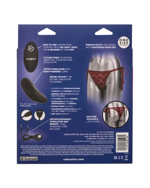 Remote Control Lace Thong Set - One Size