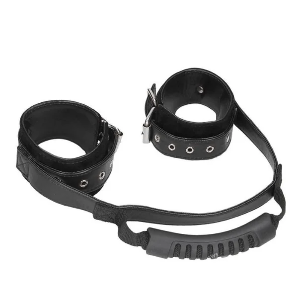 Ouch! Adjustable Bonded Leather Hand Cuffs with Handle