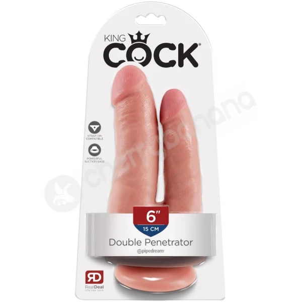 King Cock Flesh 6" & 4.5" Double Penetrator Dildo