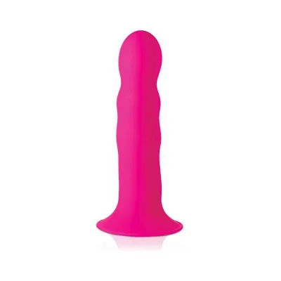 Squeezable Wavy Dildo 7 2 Inch Pink 6 5 Inches