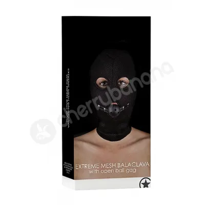 Ouch Black Extreme Mesh Balaclava With Open Ball Gag