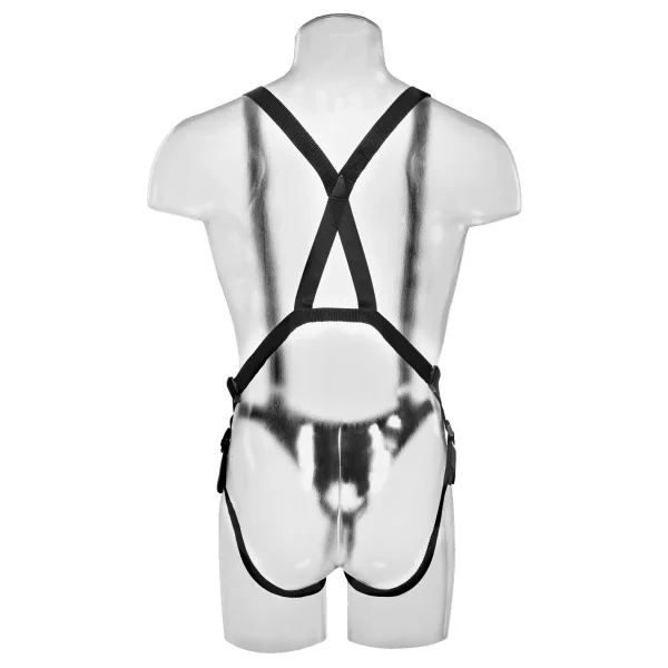 King Cock 10" Hollow Strap On Suspender System - Flesh