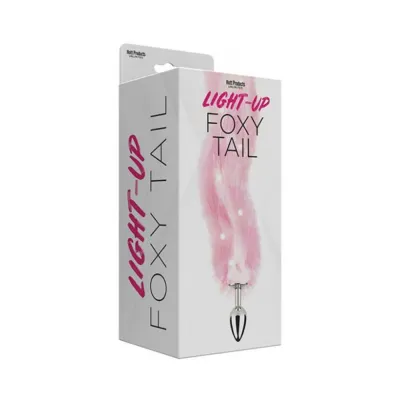 Foxy Tail Light Up Faux Fur Butt Plug With Multicolored Light Pattern Pink