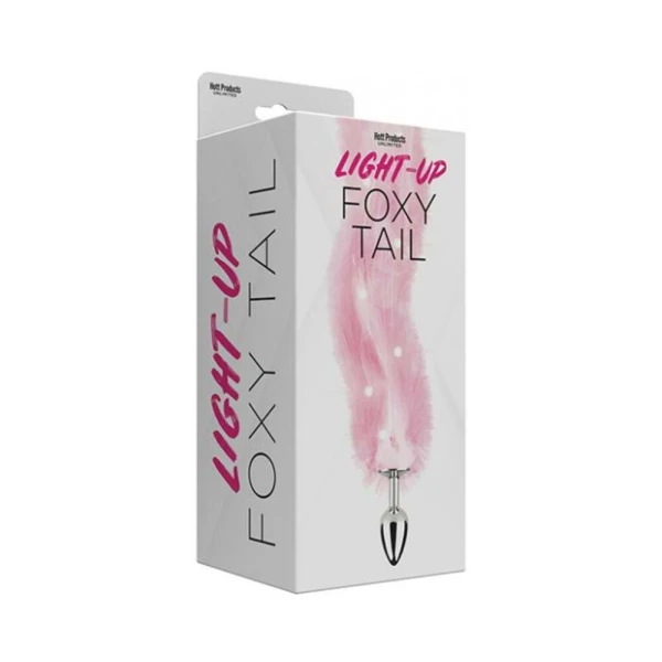 Foxy Tail Light Up Faux Fur Butt Plug With Multicolored Light Pattern Pink