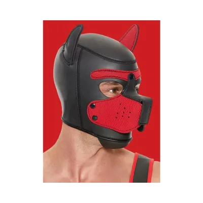 Puppy Play Neoprene Puppy Hood Red black