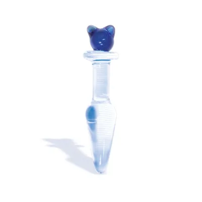 The 9 s First Glass Kitty Love Butt Plug Blue