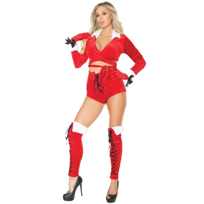 Velvet Sparkle Fur Santa Crop Top