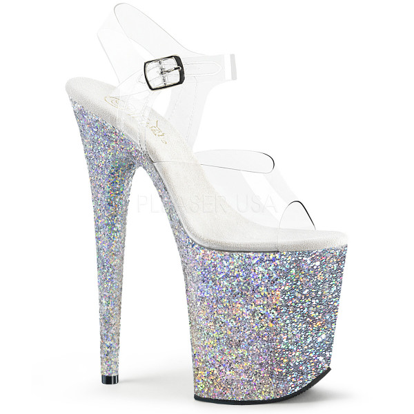 8 inches Heel, 4 inches PF Ankle Strap Sandal w/ Glitter Bottom — image 21 of 24