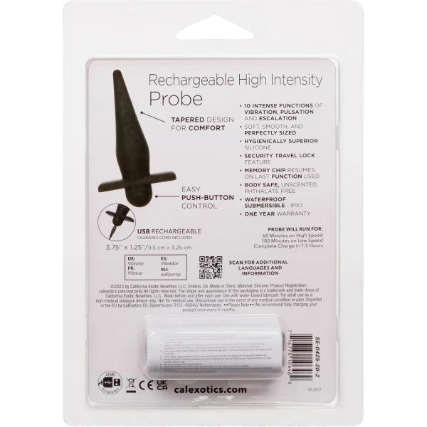 Rechargeable High Intensity Anal Probe in Black