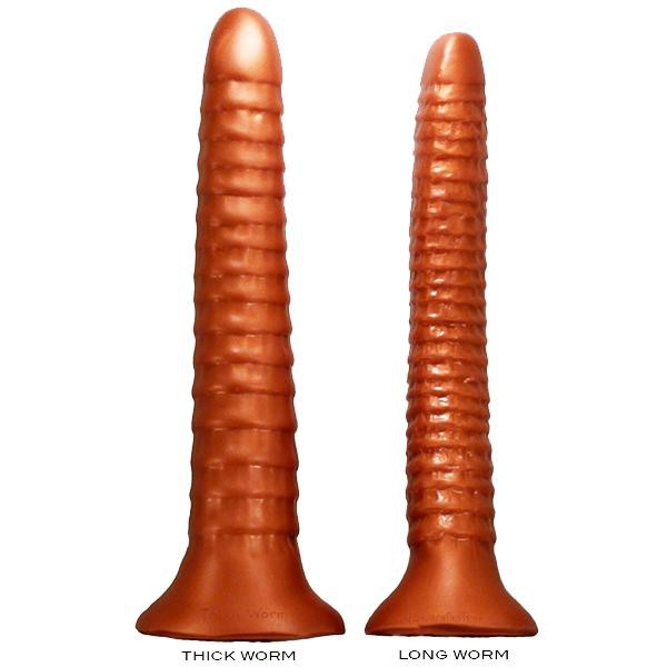 SquarePegToys® Worm - Long Anal Toy in SuperSoft Bronze Silicone