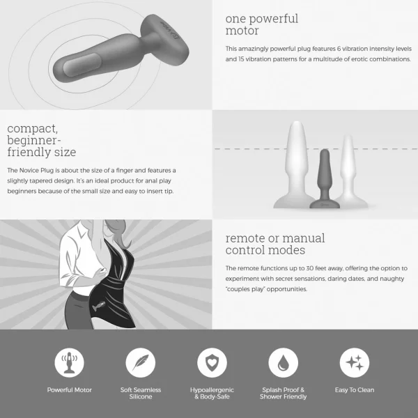 b-Vibe Novice Plug Waterproof Remote Control Vibrating Anal Toy