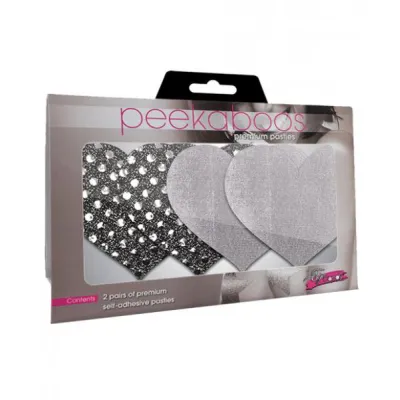 Dark Angel Hearts Pasties Silver
