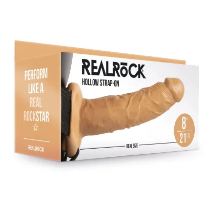Hollow Strap on Without Balls 8 Inch Tan