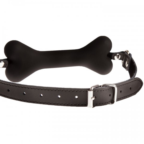 Bondara Bad Dog Leather and Silicone Bone Bit Gag — image 4 of 5
