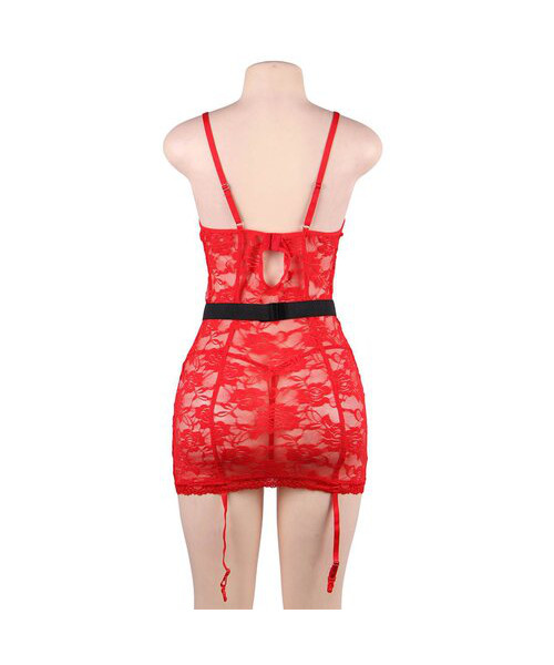 Bondara Flirt Sleigh Me Red Lace Garter Dress And G-String — image 7 of 7
