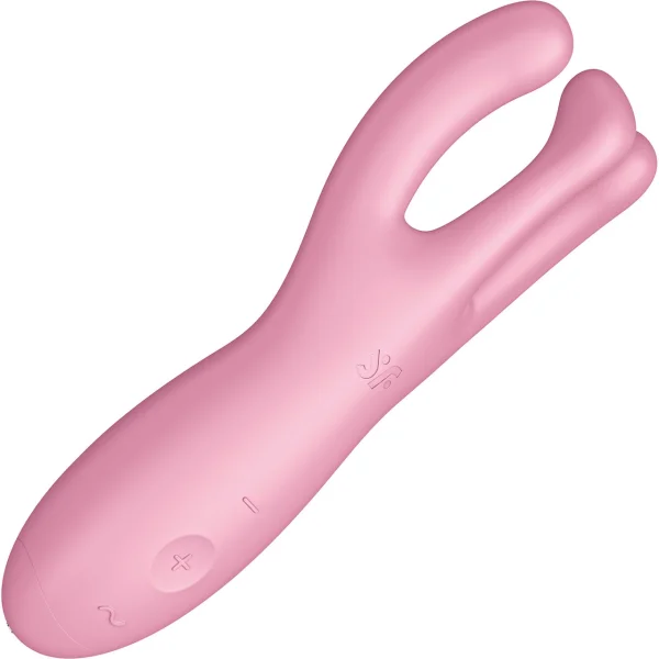 Satisfyer Threesome 4 Rechargeable Waterproof 12-Function App Enabled Dual Stimulation Vibrator - Pink